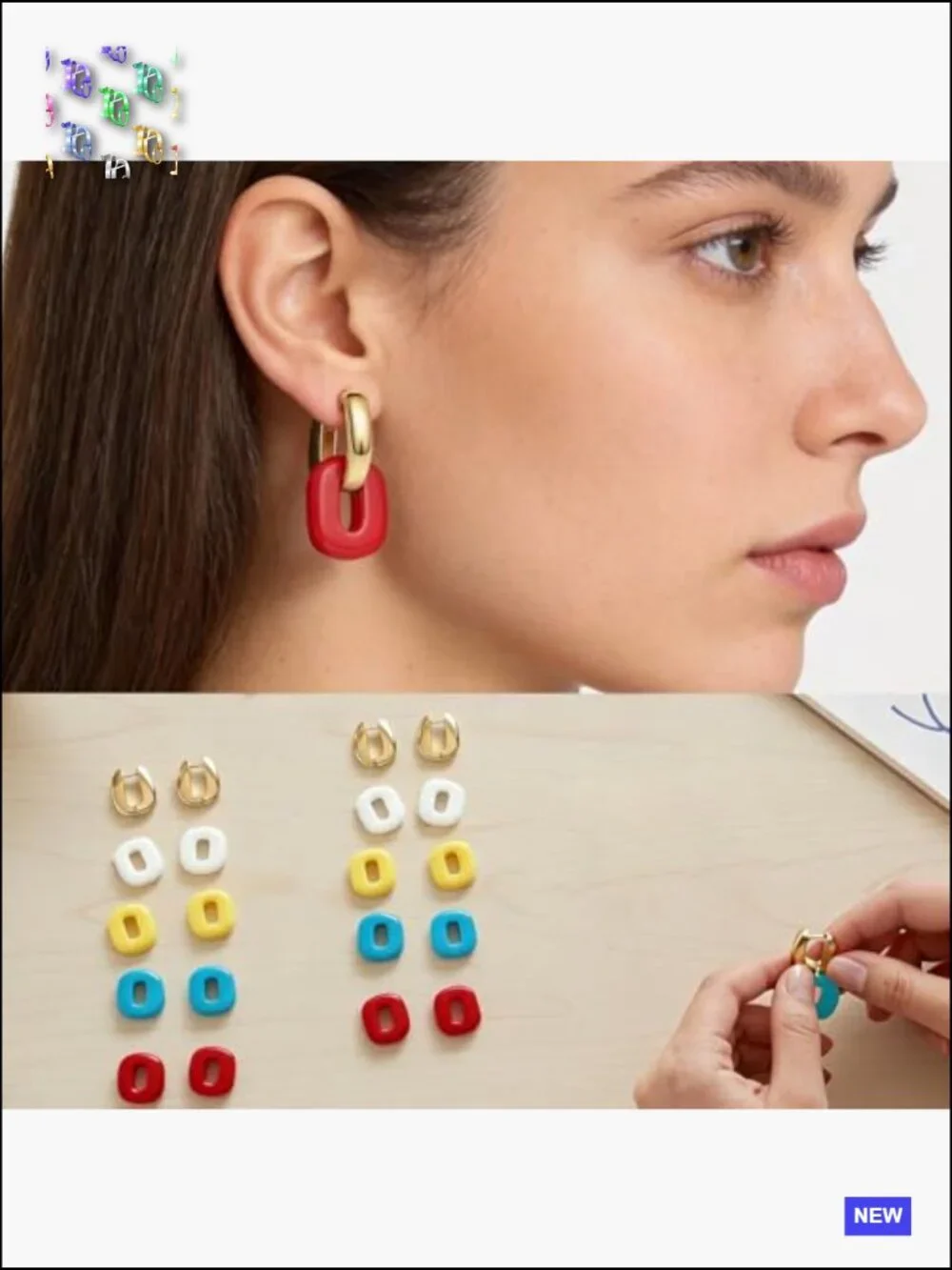 Chunky Huggie Hoop Earrings Set DIY Customizable Charms Hypoallergenic Gold